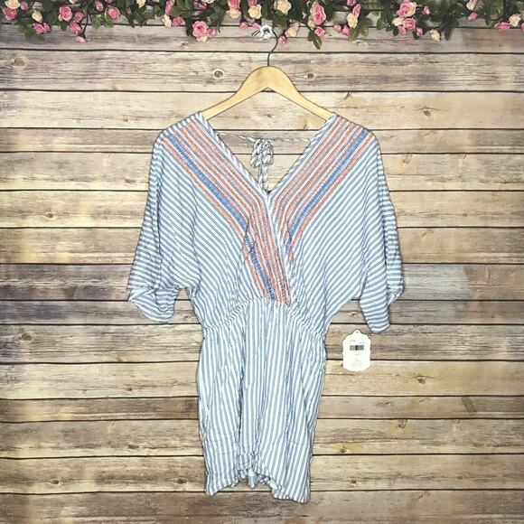 NWT Altar’d State Embroidered Striped Romper - Picture 1 of 9